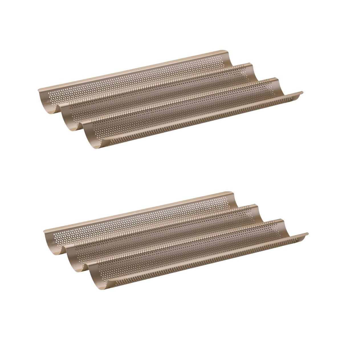 Lot de 2 moules à gâteaux 38,5/24,6/3 cm en acier MOJAVE GOLD or, ZENKER