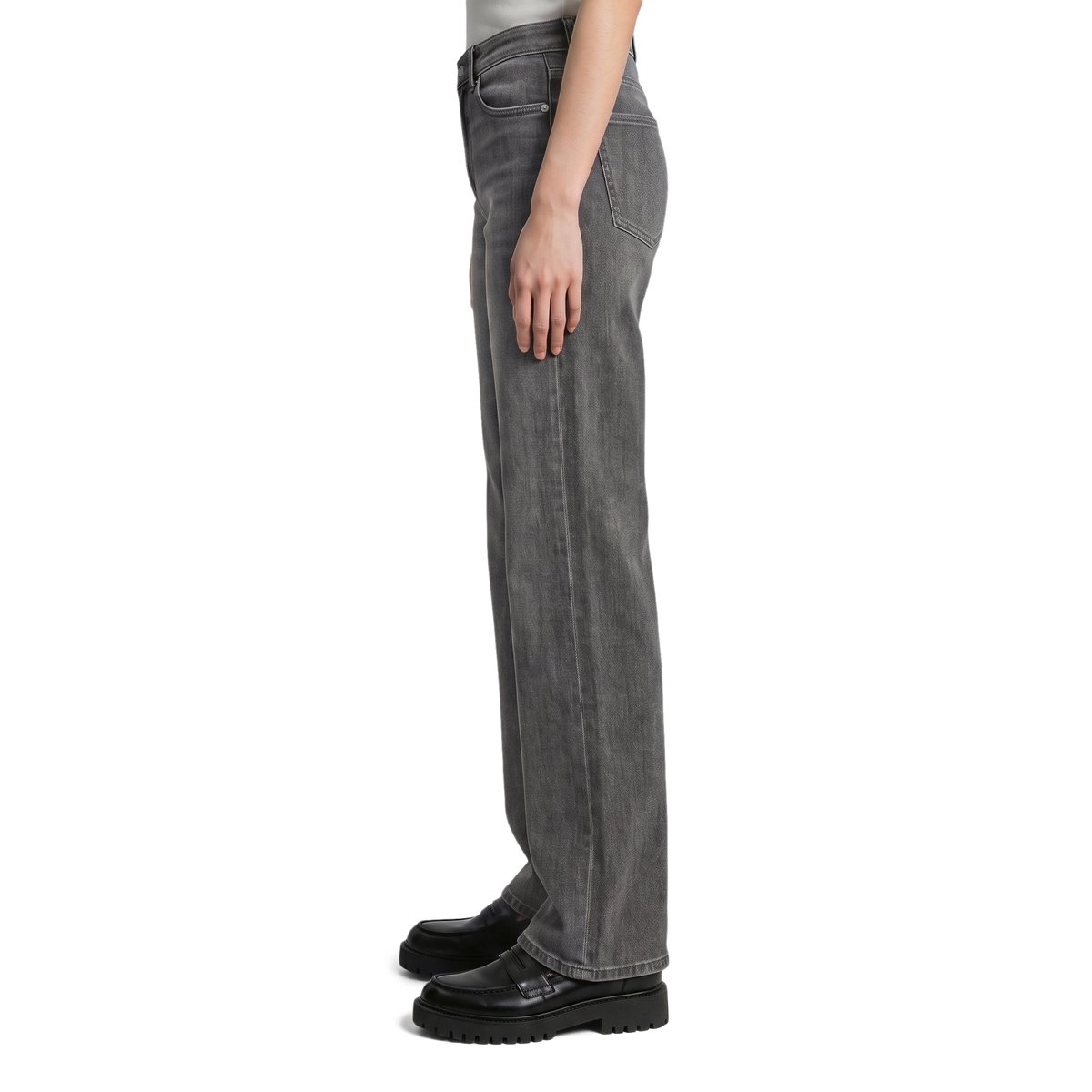 Jeans modèle Tomma wide en coton bio extensible gris, MARC O’POLO DENIM
