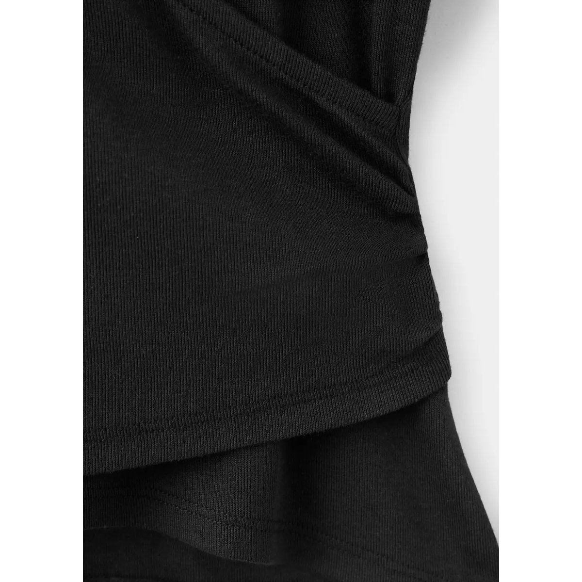 T-shirt côtelé croisé noir, MANGO TEEN