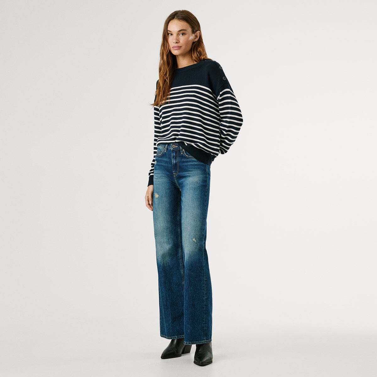 Willa - Jean Coupe Évasée, Taille Haute vintage worn medium tinted, PEPE JEANS