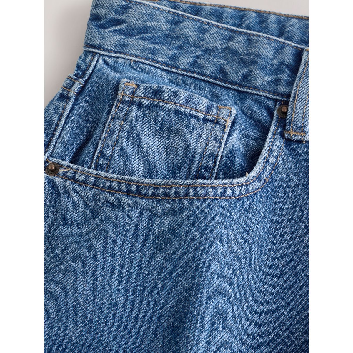 Jean large sablier denim bleu moyen brodé, NEXT