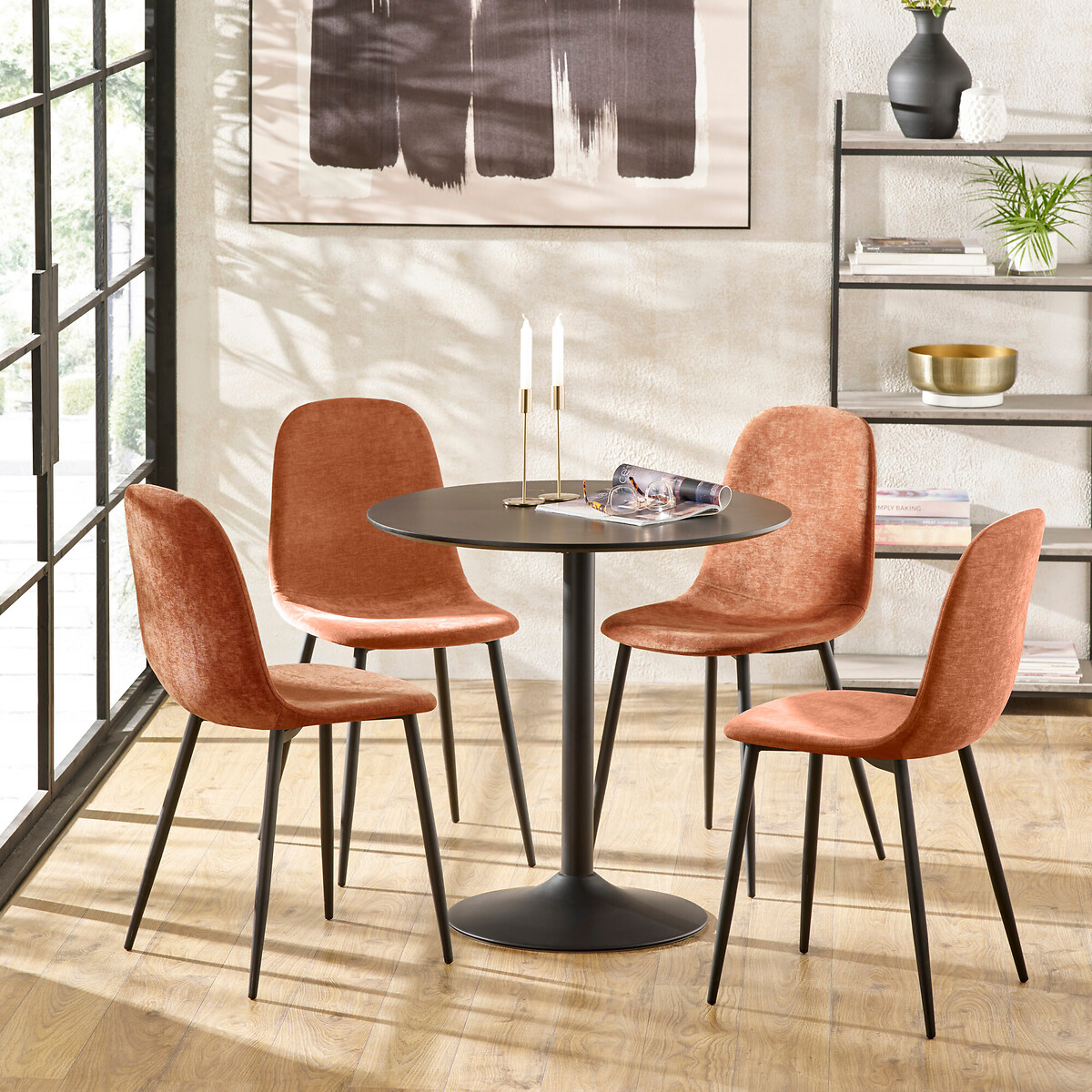 Set of 4 Lucia Chenille Upholstered Dining Chairs terracotta, SO'HOME