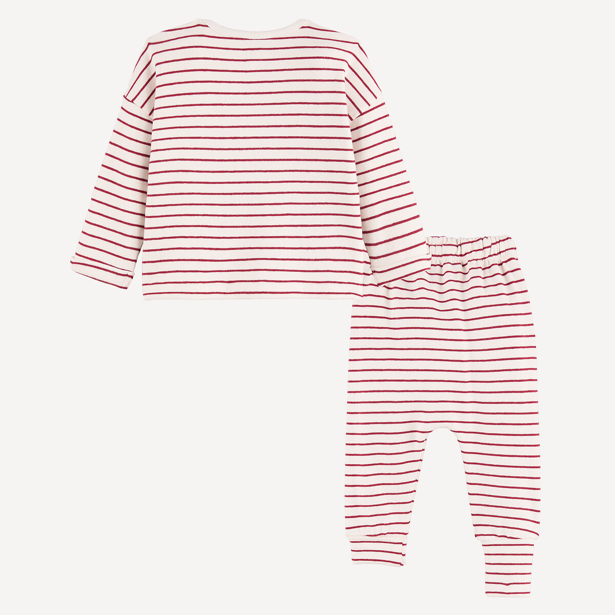 Conjunto de dos piezas: camiseta y pantalón sarouel a rayas crudo/marrón, LA REDOUTE COLLECTIONS
