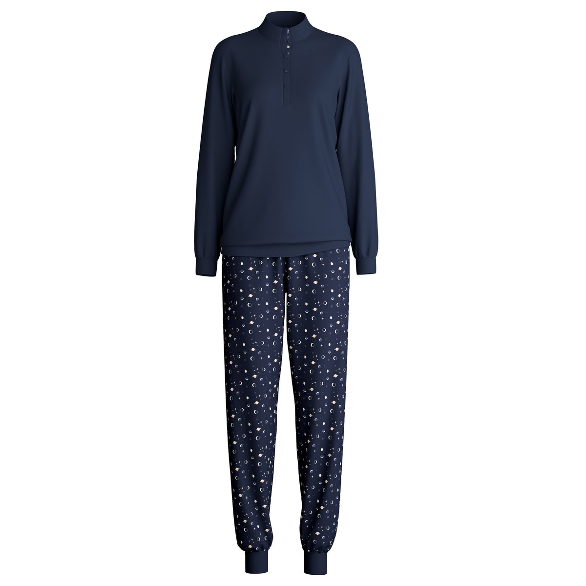 Pyjama avec bords élastiques manches longues Coton MIDNIGHT DREAMS bleu paon, CALIDA