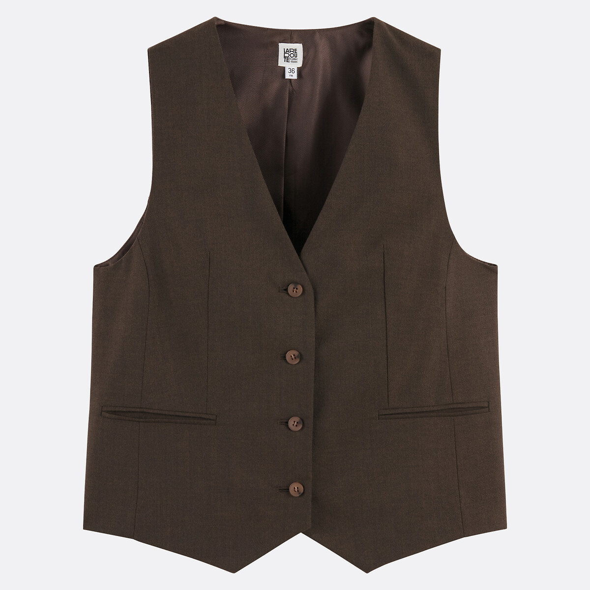 Short Fitted Waistcoat brown, LA REDOUTE COLLECTIONS