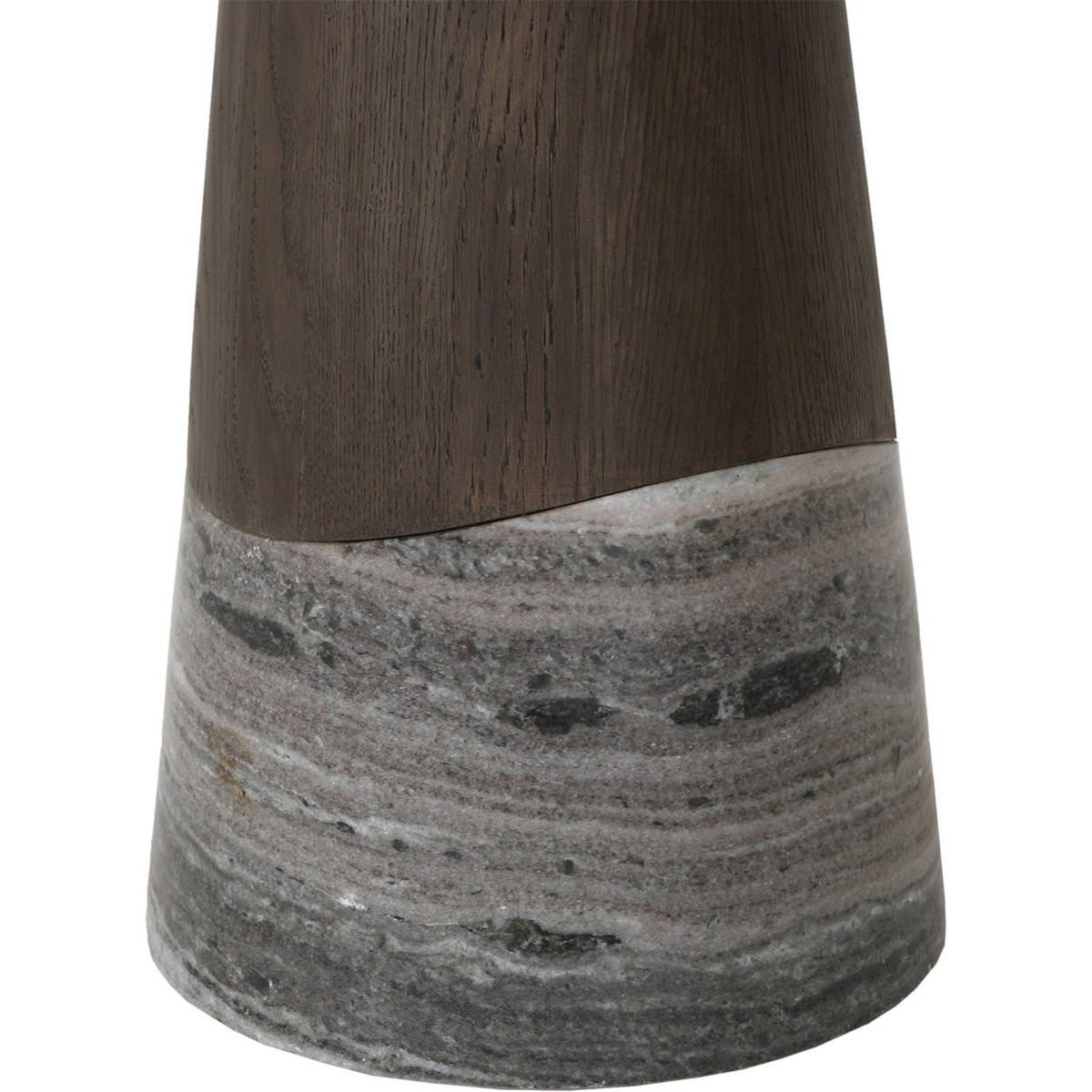 Table à manger ovale en chêne, HARPER chêne fumé charcoal et marbre gris, RECOLLECTION