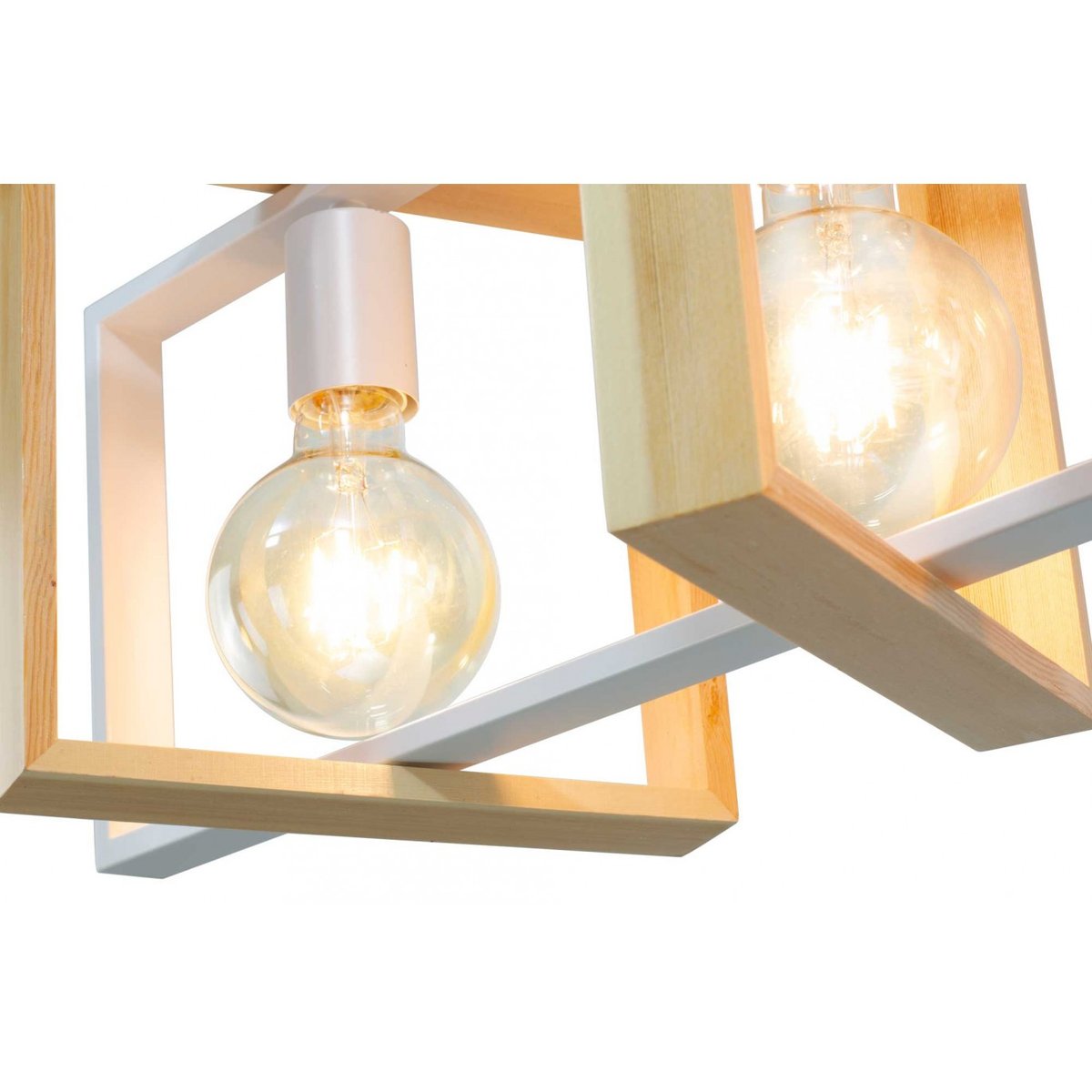 Suspension en bois d'hévéa et métal, WOOLI blanc, C-CREATION