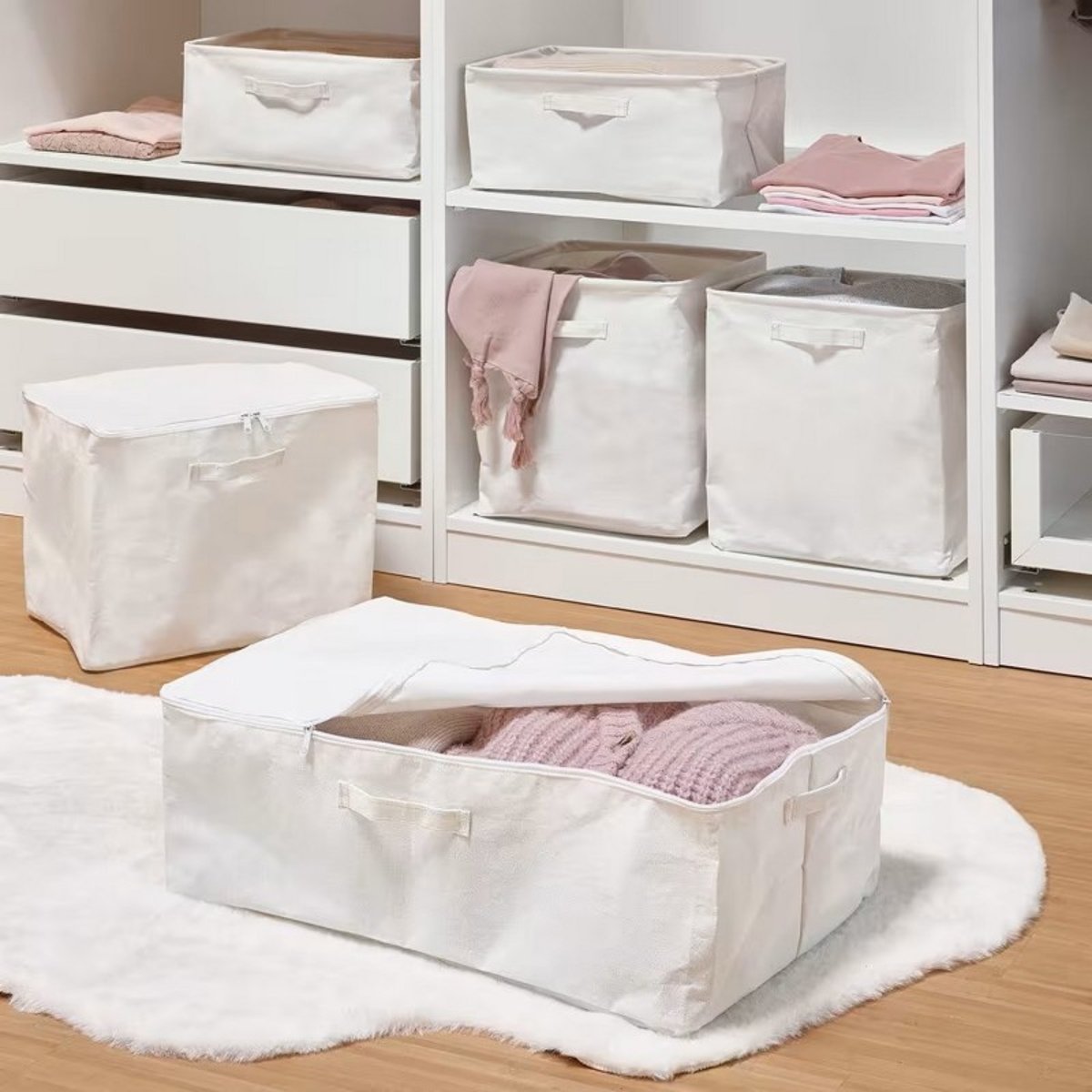 Housse de rangement textile blanc, ZELLER PRESENT