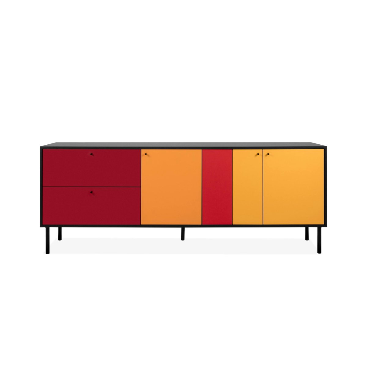 Buffet design multicolore 3 portes 2 tiroirs ALVA noir, PIER IMPORT