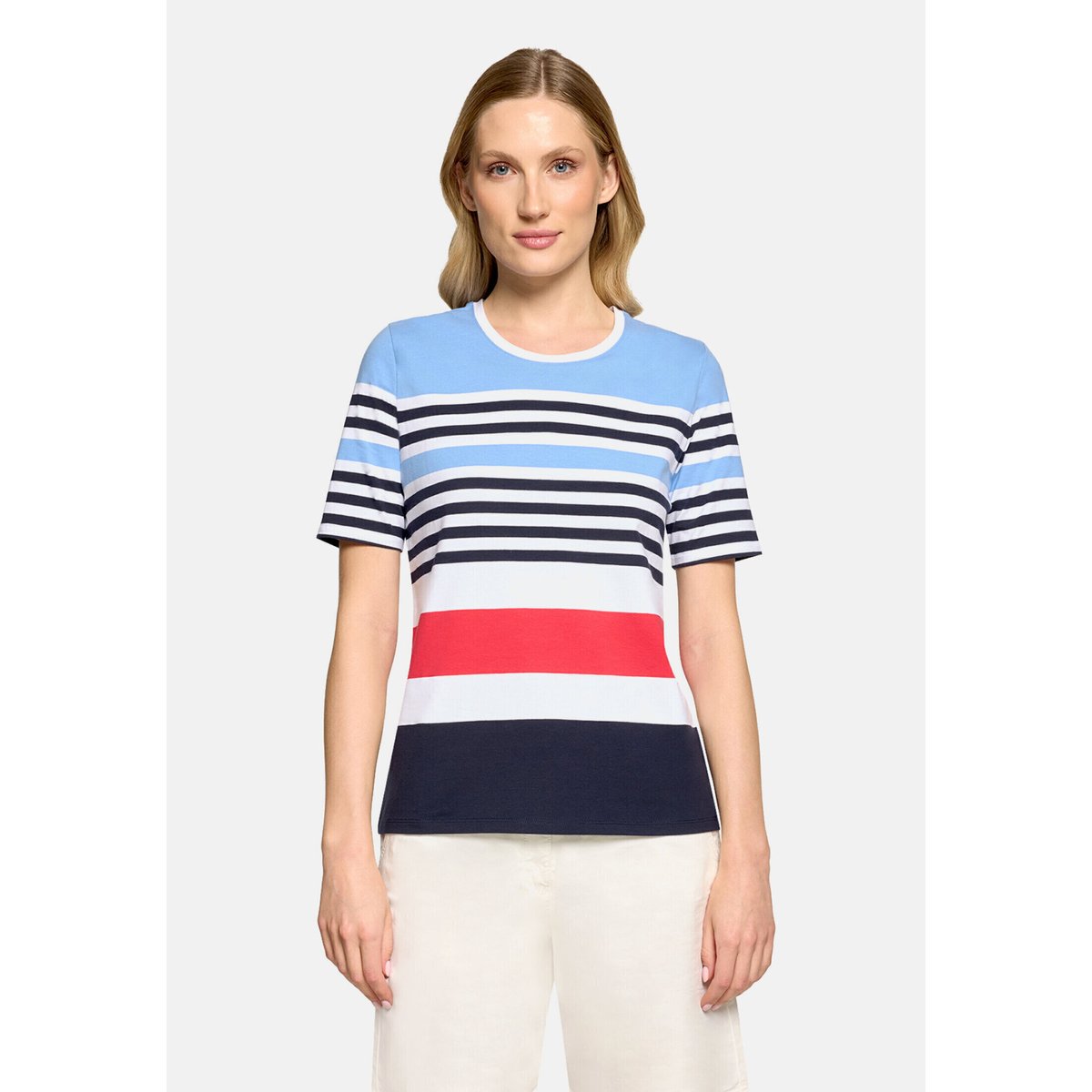 T-shirt basique à rayures horizontales bleu/rouge, BETTY BARCLAY