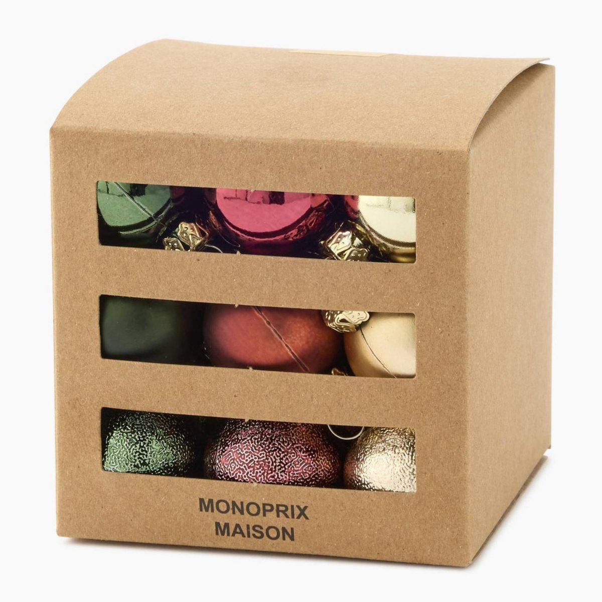Boite de 27 boules, 30mm, en plastique rouge, MONOPRIX