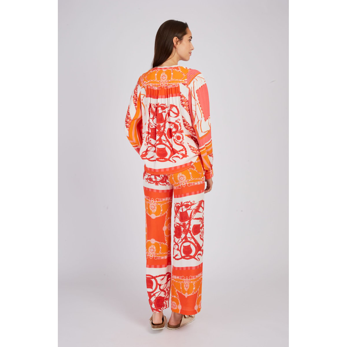 Pantalon évasé imprimé DANITZA orange, DERHY