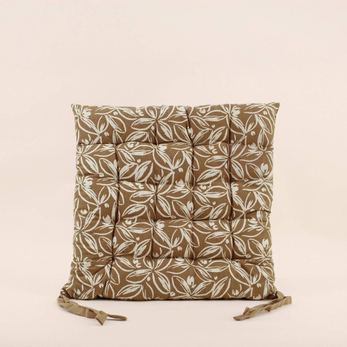 Lot de 4 galettes de chaise en coton à motifs jaune, ORNAMI
