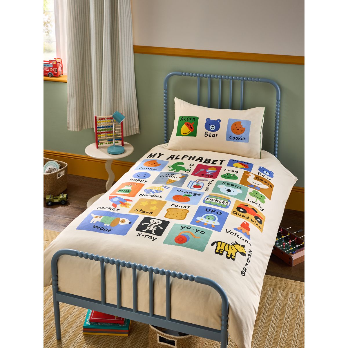 Housse de couette et taie d’oreiller en coton alphabet lumineux, NEXT