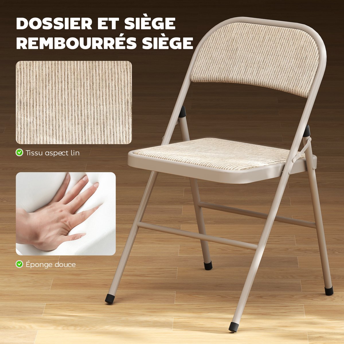Chaise pliante Polyester Beige beige, HOMCOM