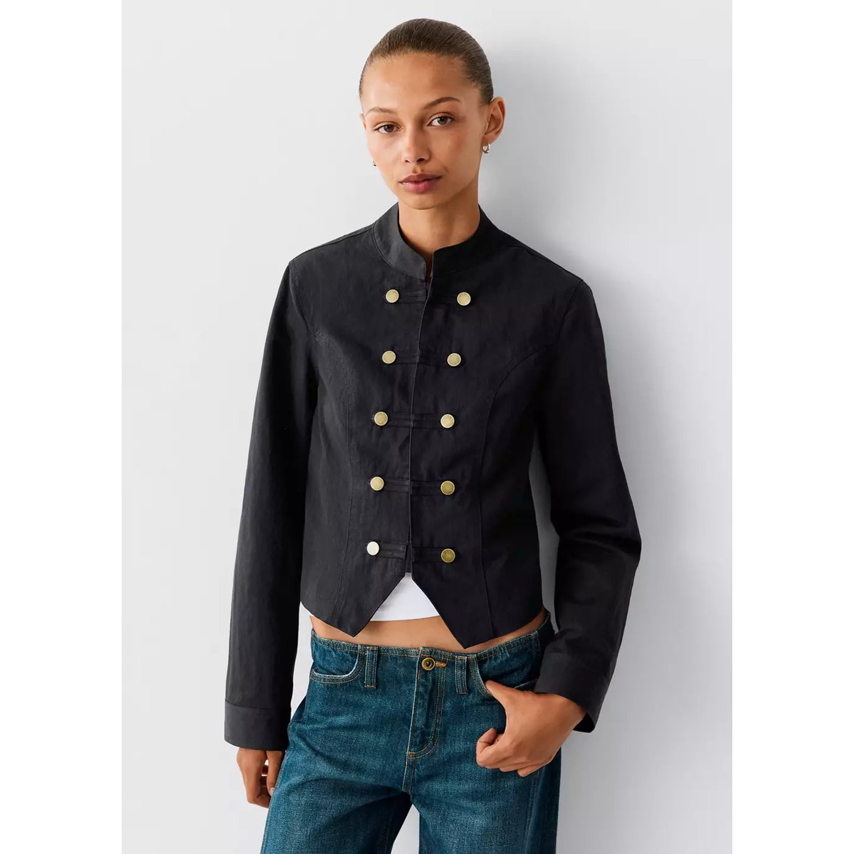 Veste boutonnée black denim, MANGO TEEN