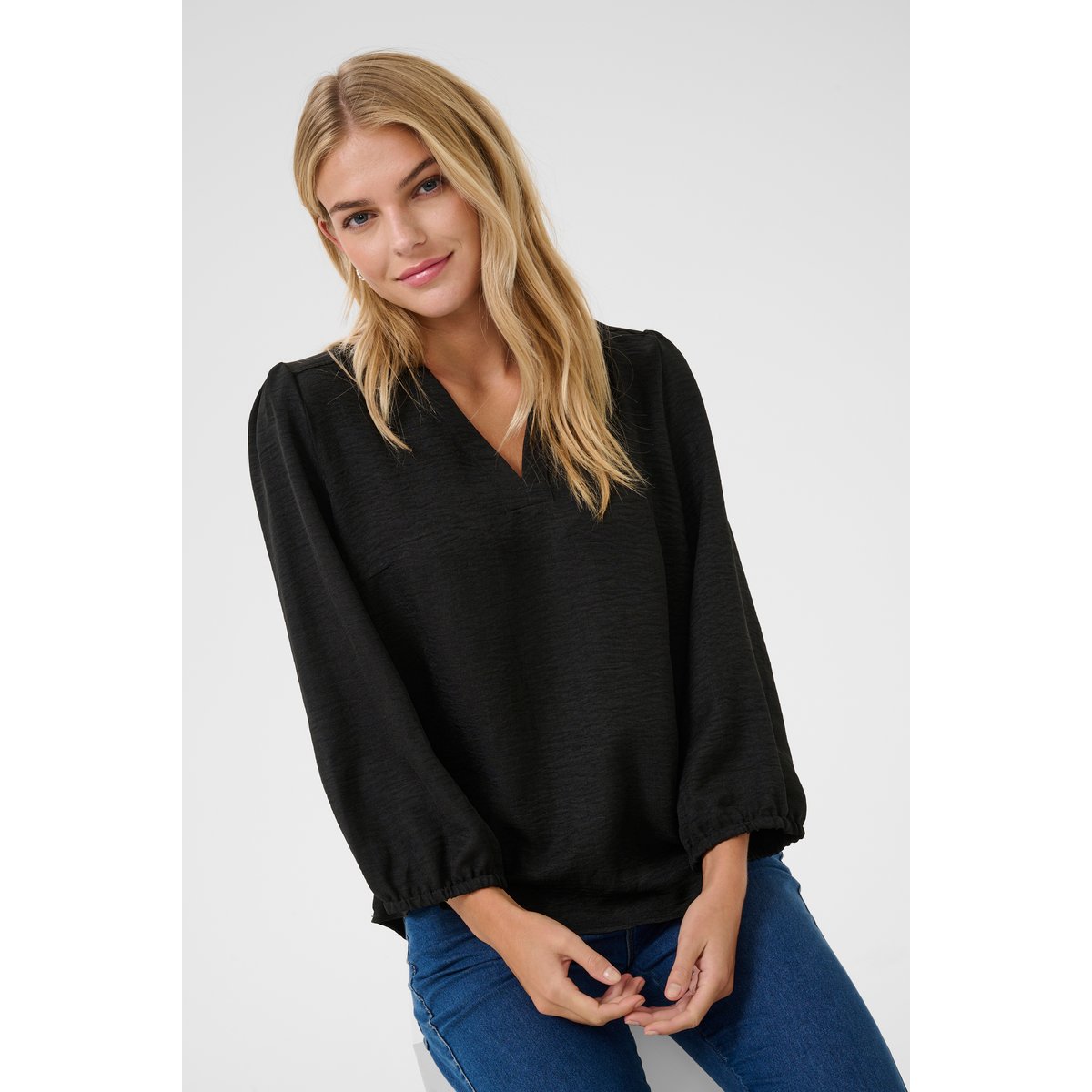 Blouse with long sleeve noir black, KAFFE