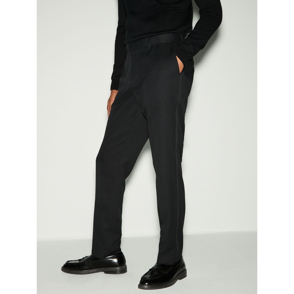 Pantalon de smoking texturé avec bande noir, NEXT