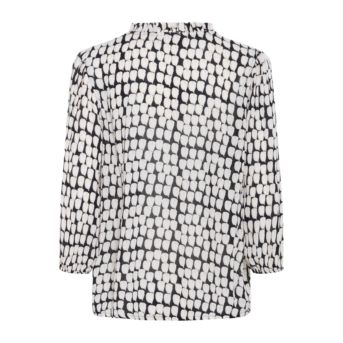 Long sleeved blouse noir black sand graphic dot, KAFFE
