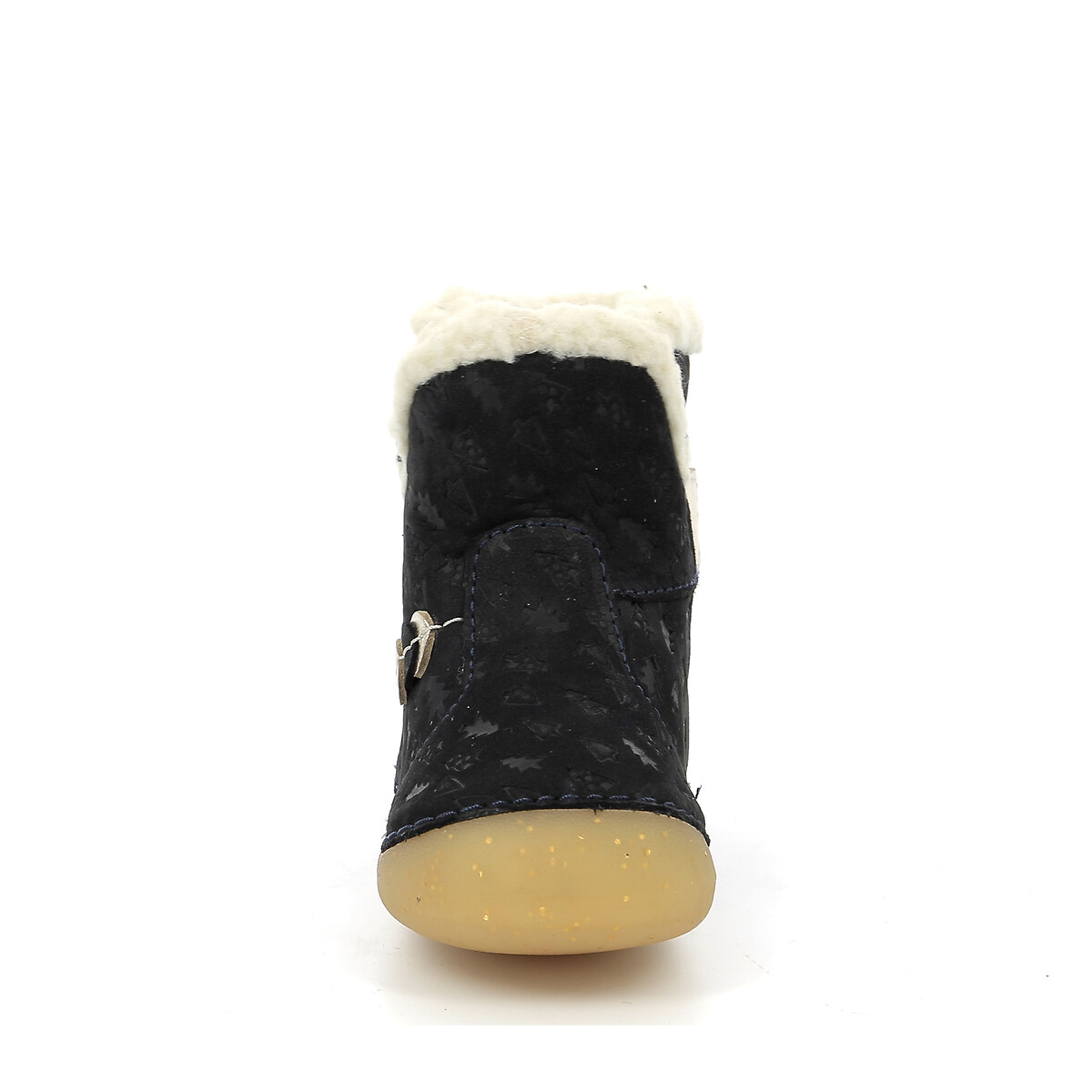 Kids So Windy Calf Boots in Leather with Flexible Sole and Faux Fur navy blue, KICKERS
