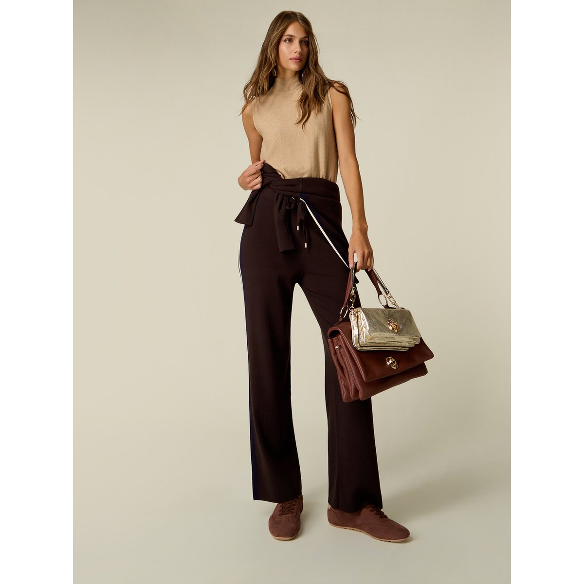 Pantalon palazzo marron, OLTRE