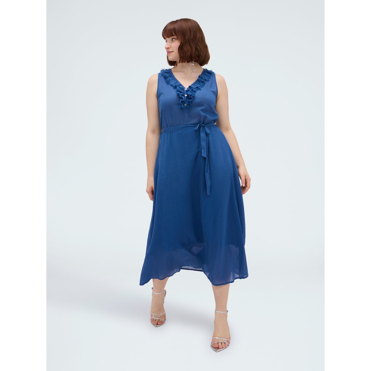 Robe Free avec volants bleu, FIORELLA RUBINO