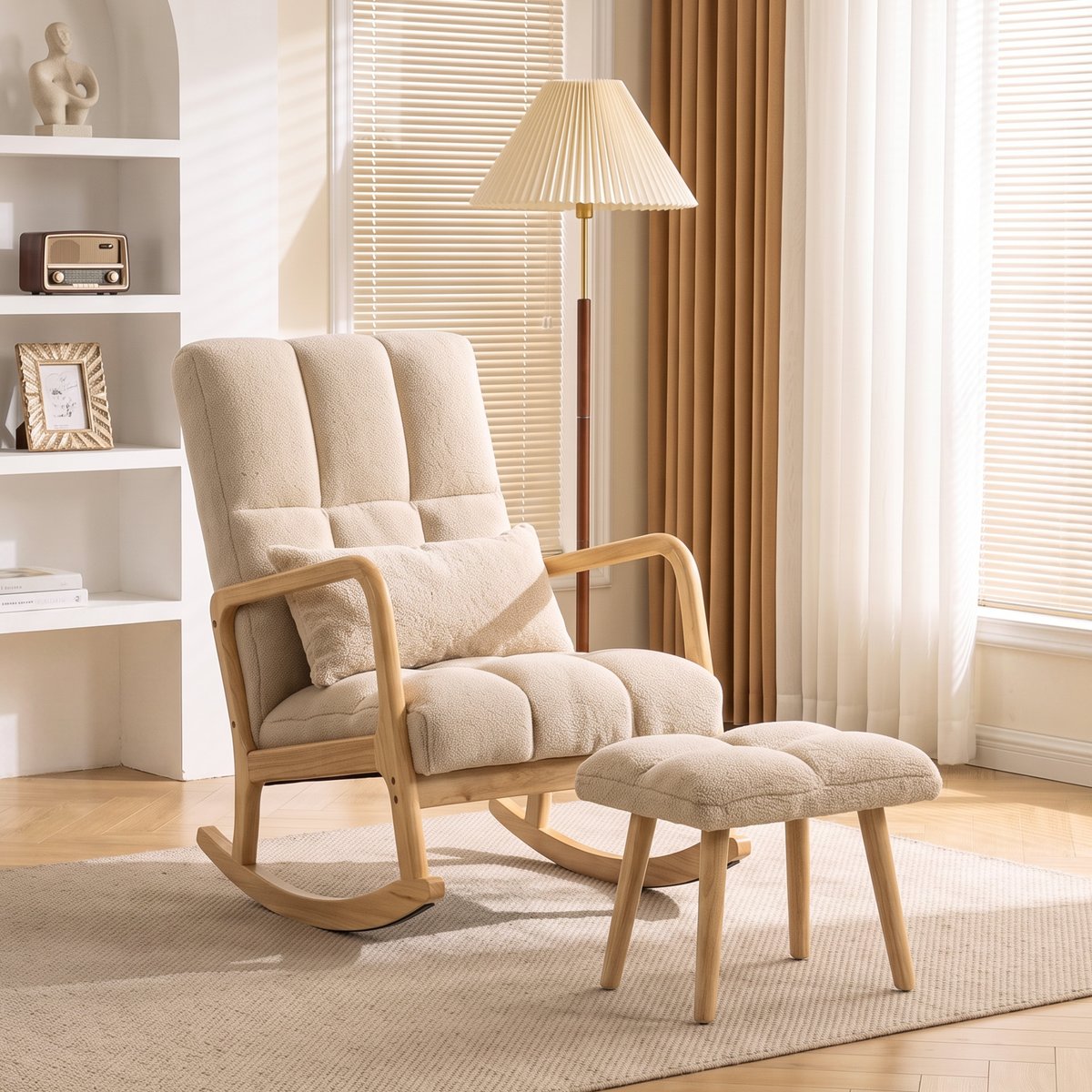 Ensemble de fauteuils à bascule Tissu beige, HOMCOM