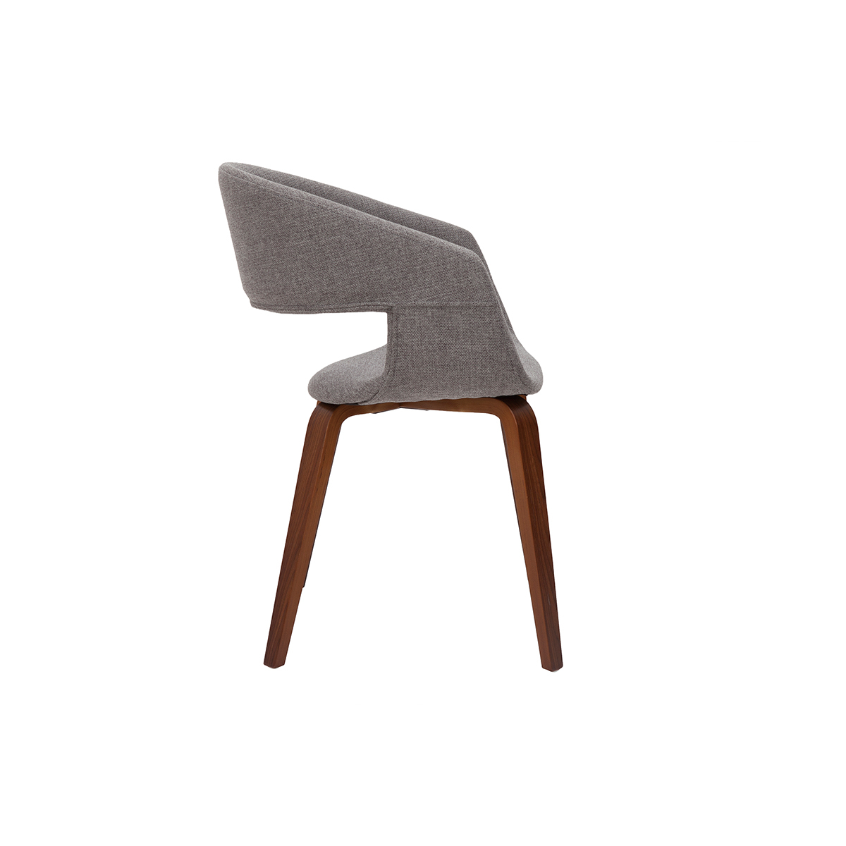 Chaises design en tissu gris et pieds en bois foncé noyer (lot de 2) SLAM gris clair, MILIBOO