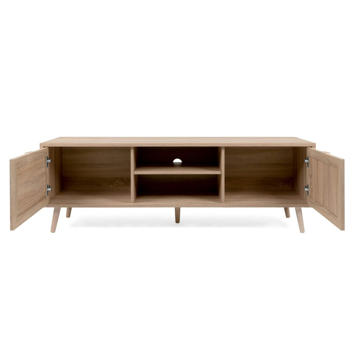 Meuble TV bohème 2 portes 1 niche centrale SONA bois naturel, PIER IMPORT
