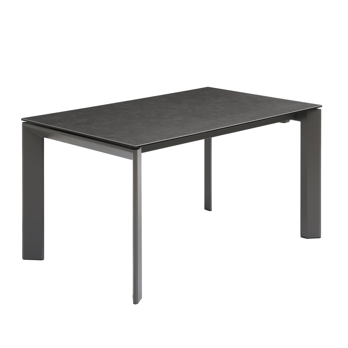Table repas en céramique gris 140 cm avec allonge noir, ZAGO