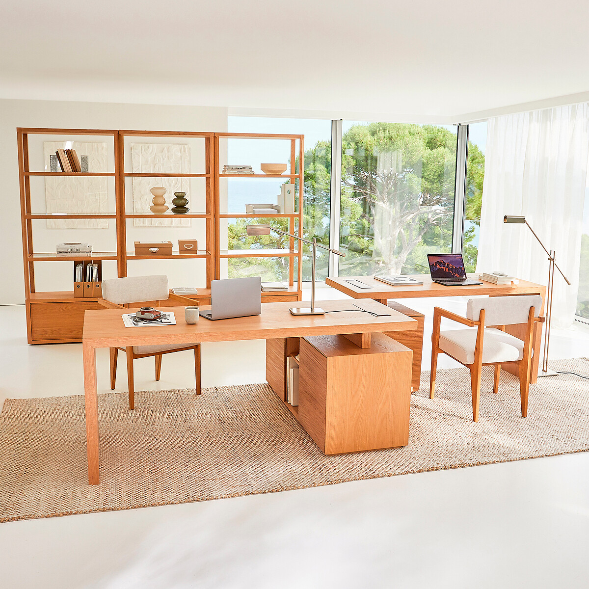 Plateau bureau chêne et plaqué chêne, L150, Mikube chêne naturel, AM.PM