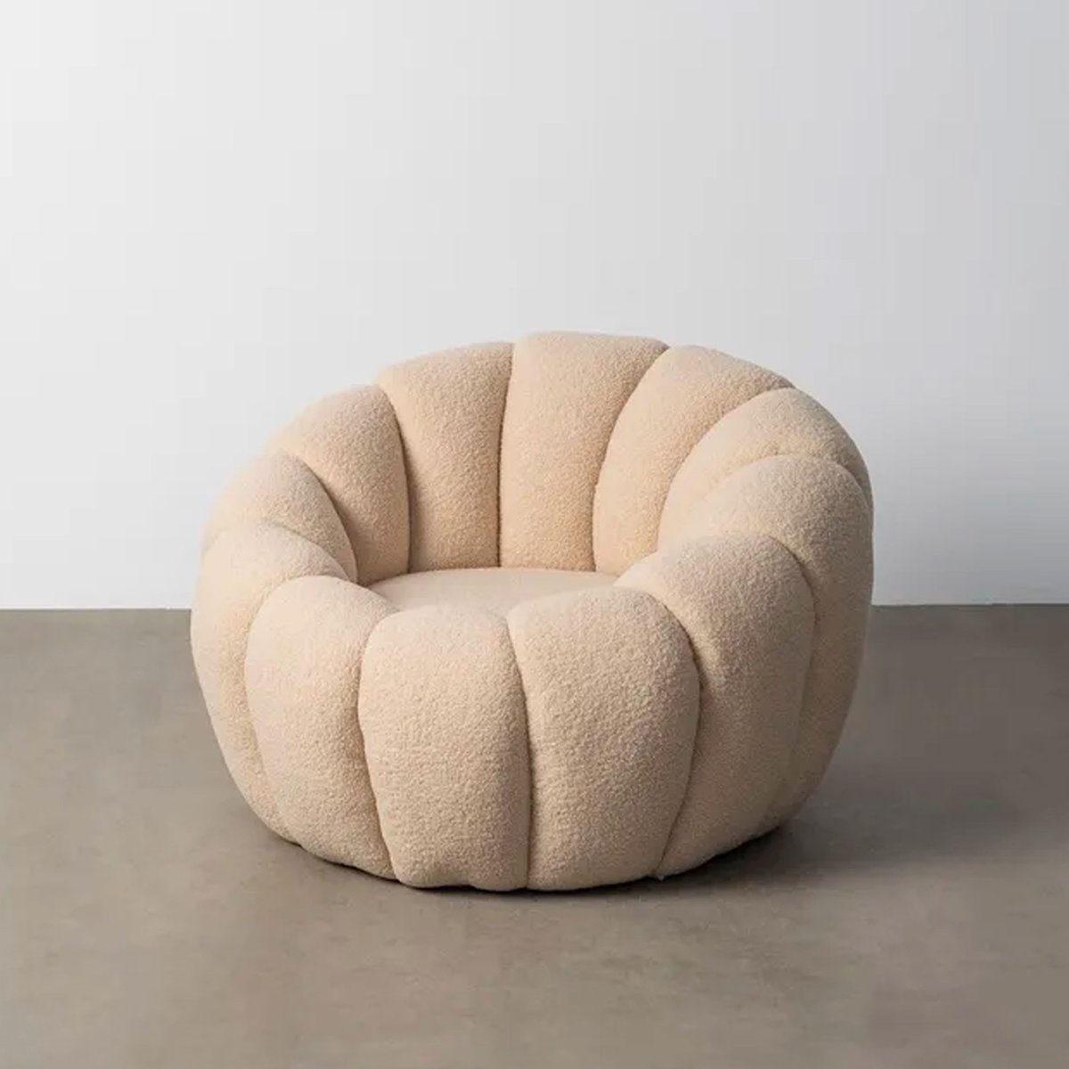 Fauteuil design rond en tissu beige 92x89x61cm beige, WADIGA