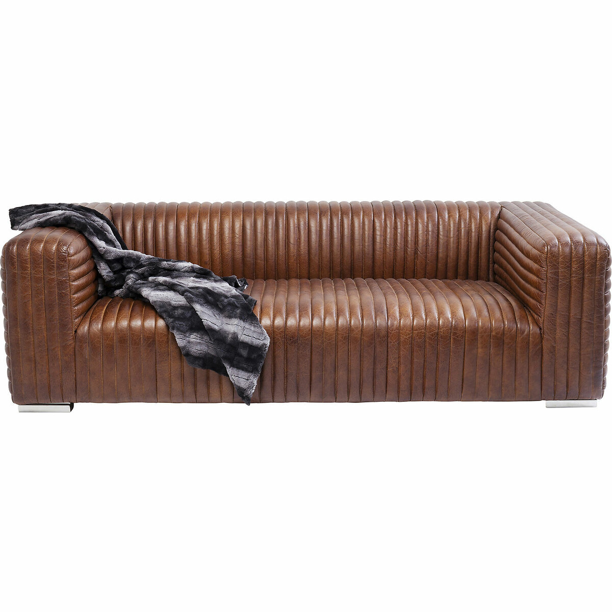 Sofa Malibu 3-places cuir marron, KARE DESIGN