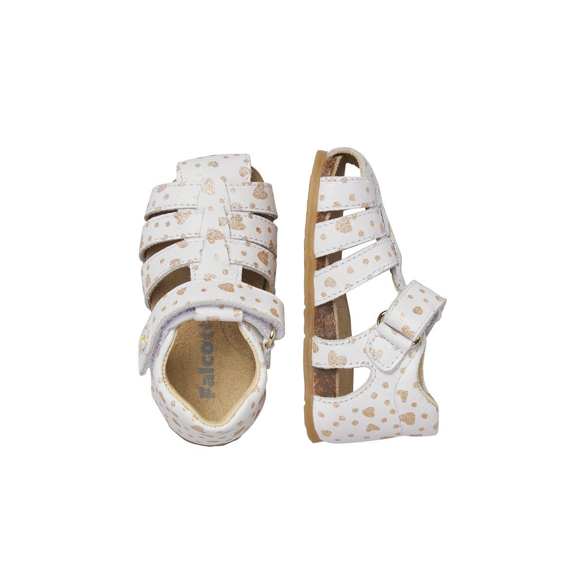 Sandales semi-fermées en cuir ALBY blanc-platine-, FALCOTTO