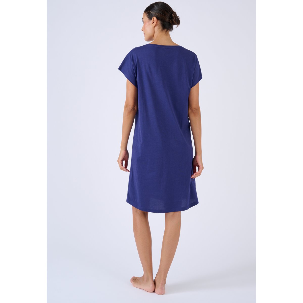 Chemise de nuit en pur coton bleu nuit, DAMART