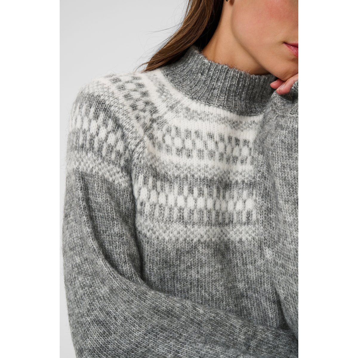 Pullover tricoté gris dark grey melange/chalk, KAFFE