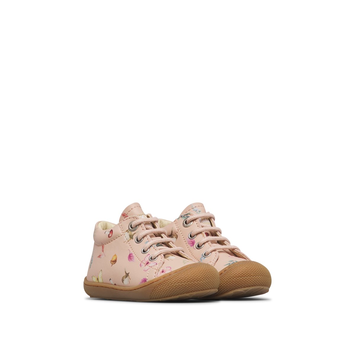 Chaussures premiers pas en cuir COCOON rose poudré-marron, NATURINO