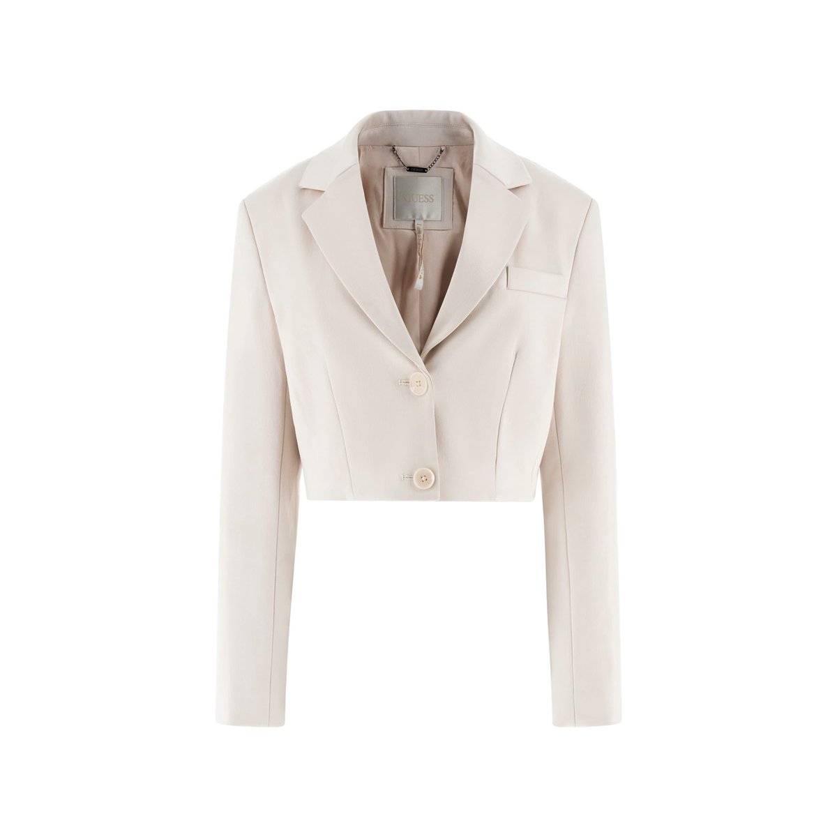 Blazer Ajusté Court Sergé crème, GUESS