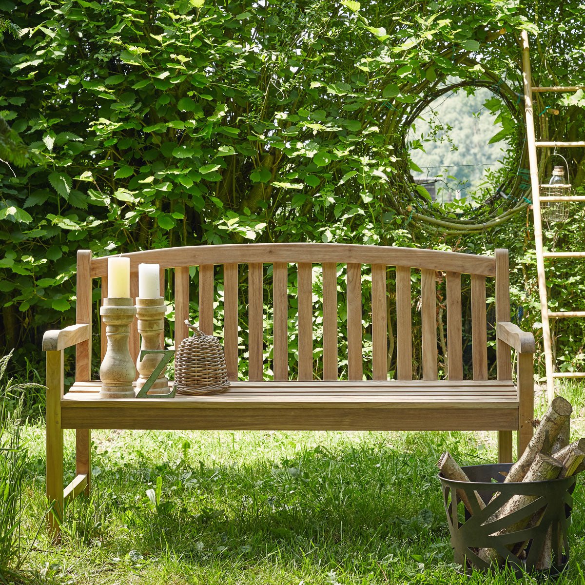 Banc de jardin en teck massif 3 places MIDLAND naturel, BERAH GETAH