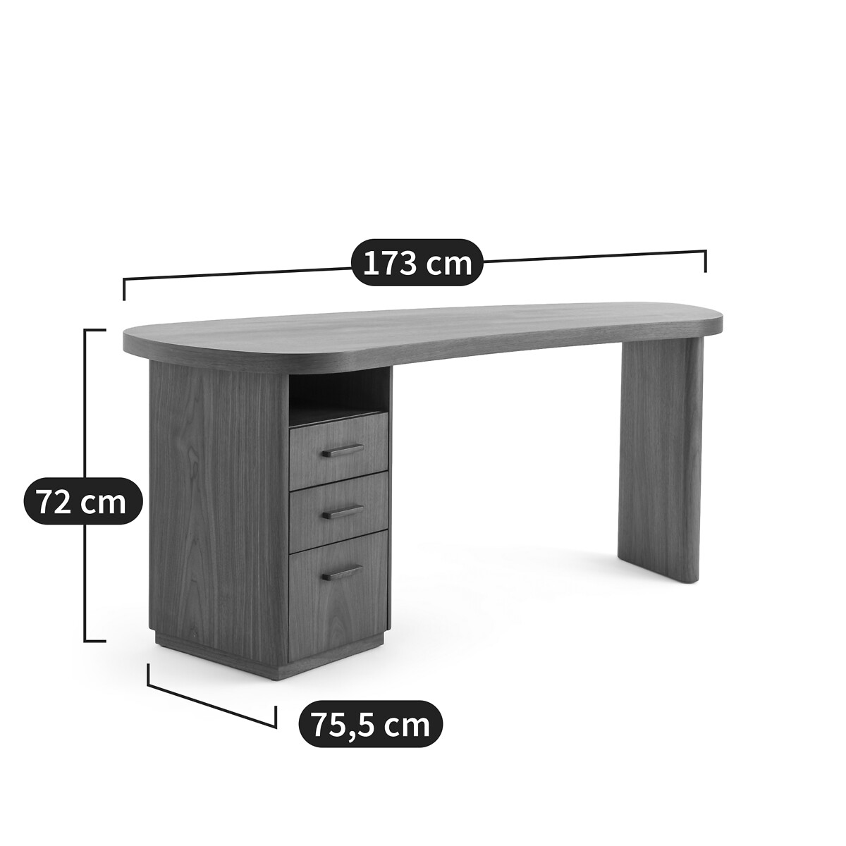 Bureau forme organique noyer et plaqué, Pali noyer, AM.PM