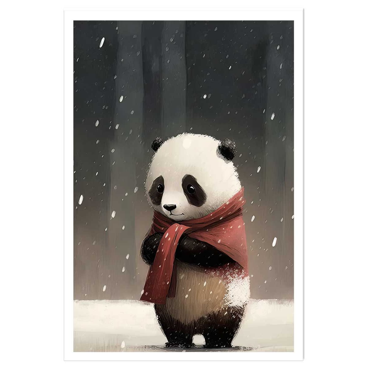 Affiche enfant panda sous la neige affiche seule, HEXOA