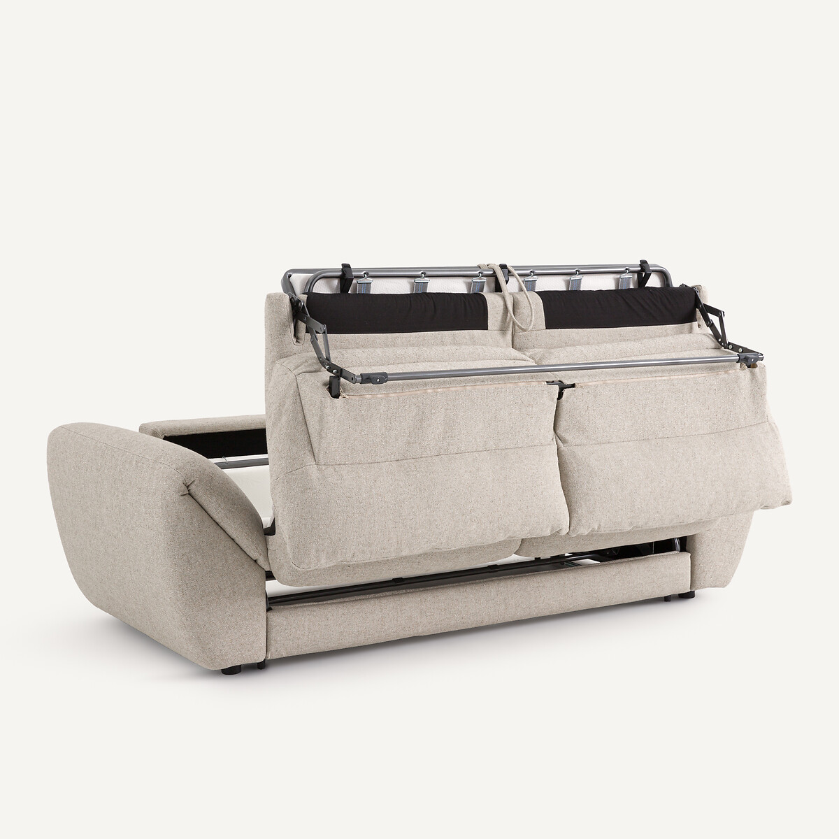Canapé 3 places convertible en texturé viscose et lin, EDGAR naturel, AM.PM