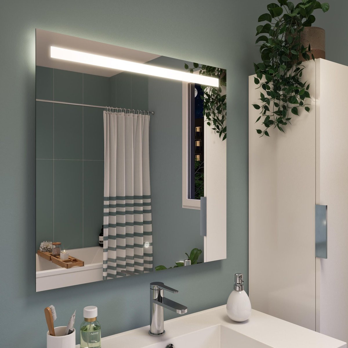 Miroir avec éclairage LED, ESSENTIAL gris, SENSEA