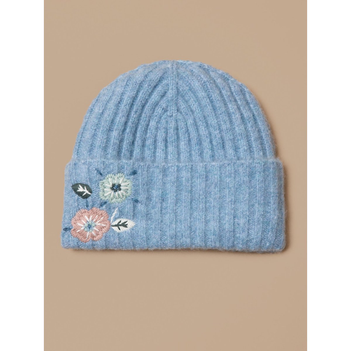 Bonnet brodé maille côtelée bleu orion, CYRILLUS