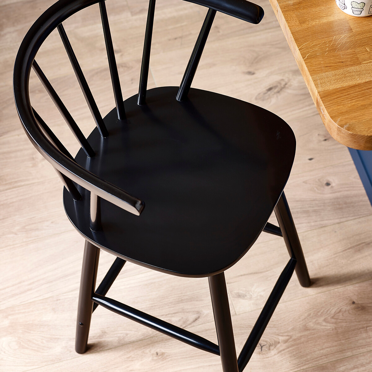 Mirella Curved Solid Wood Bar Stool black, SO'HOME