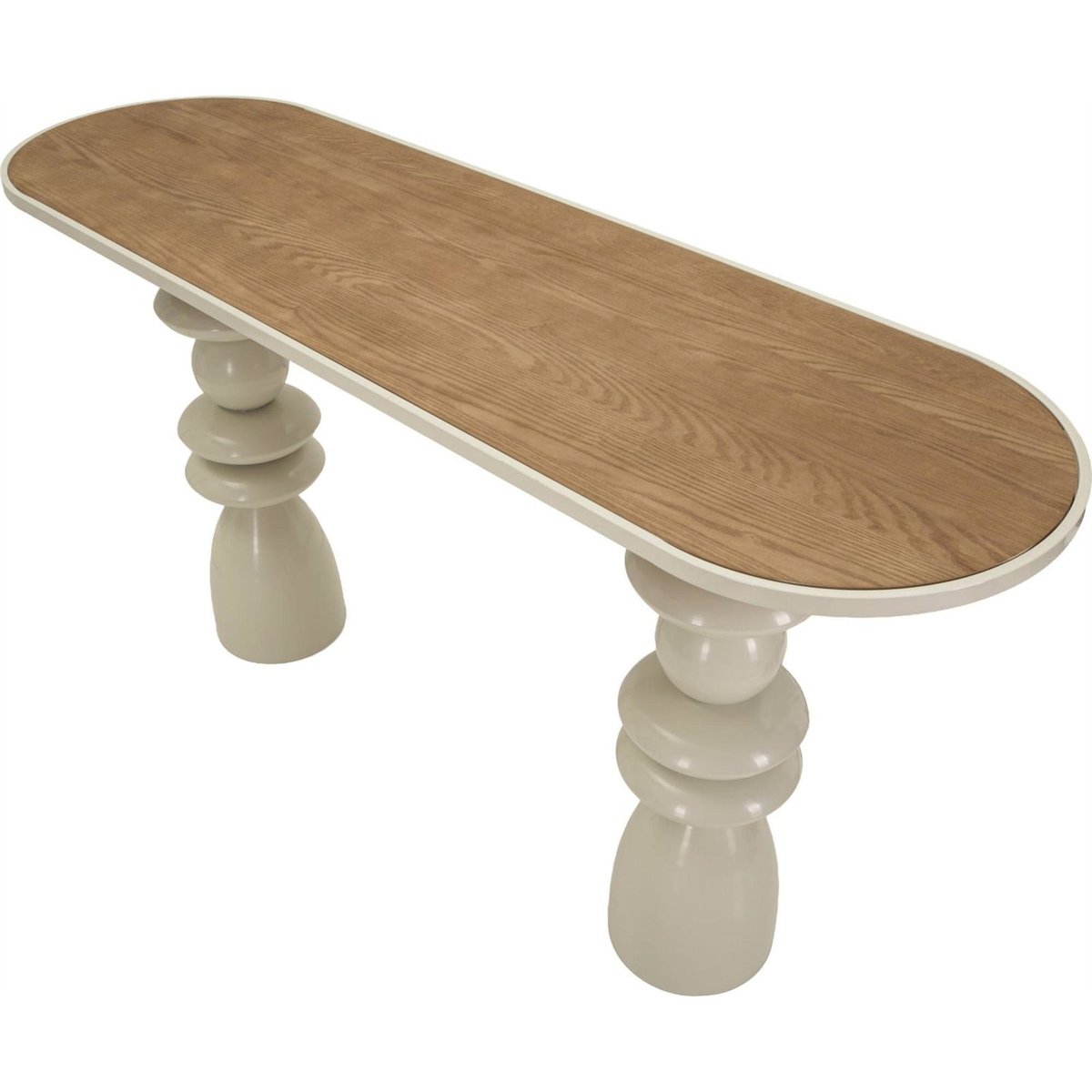 Console au plateau arrondi base sculptée MODERN crème, RECOLLECTION