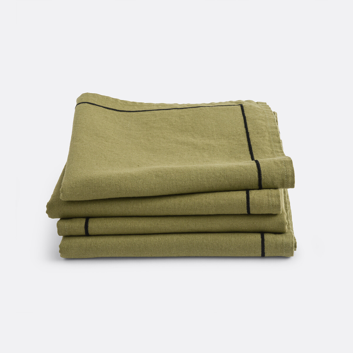 Lot de 4 serviettes de table en lin et coton lavé MÉTIS BOURDON vert pesto, LA REDOUTE INTERIEURS