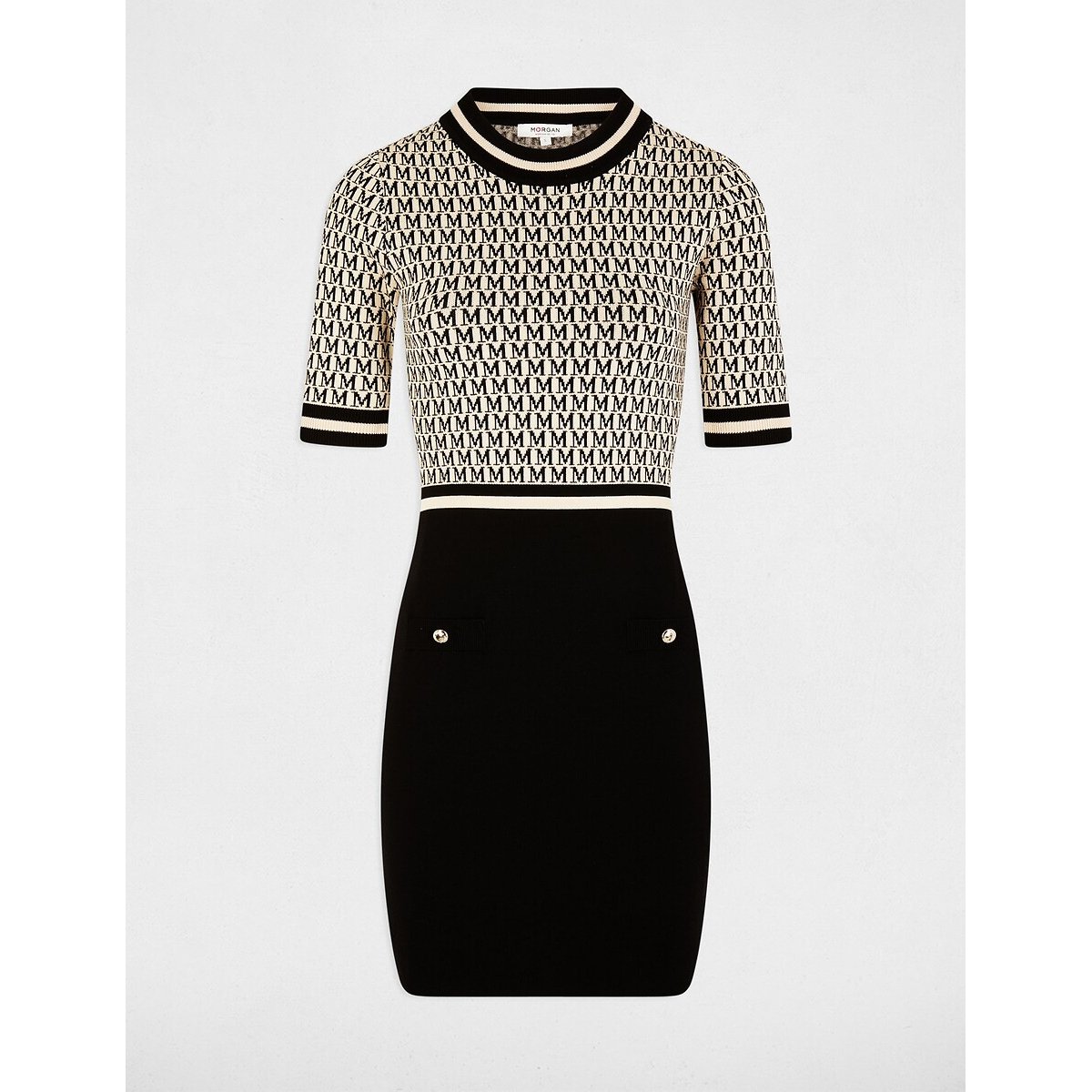 Fitted Knitted Mini Dress black, MORGAN