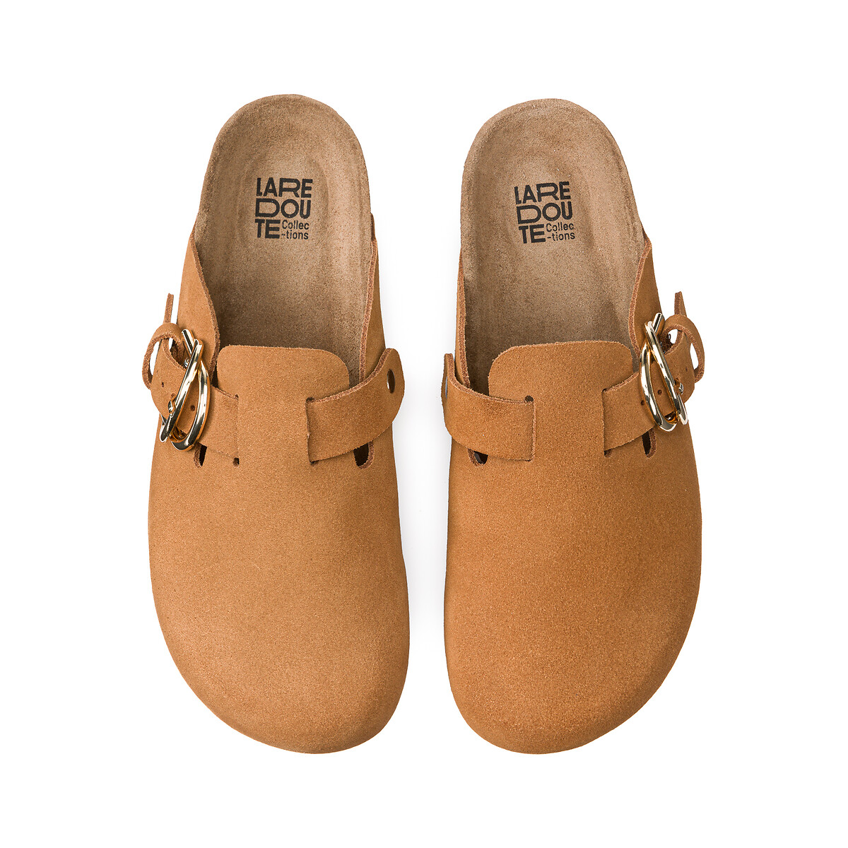 Klomp muiltjes in suèdeleer camel, LA REDOUTE COLLECTIONS