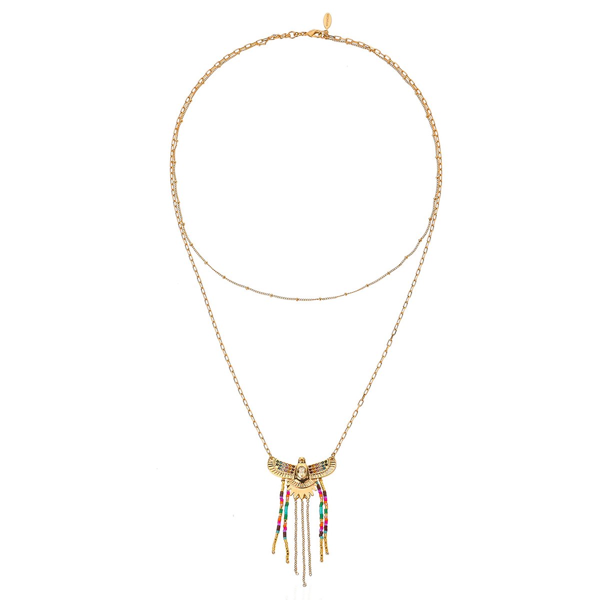 Collier chaîne multirang avec pendentif central et perles JOAO multicolore, HIPANEMA